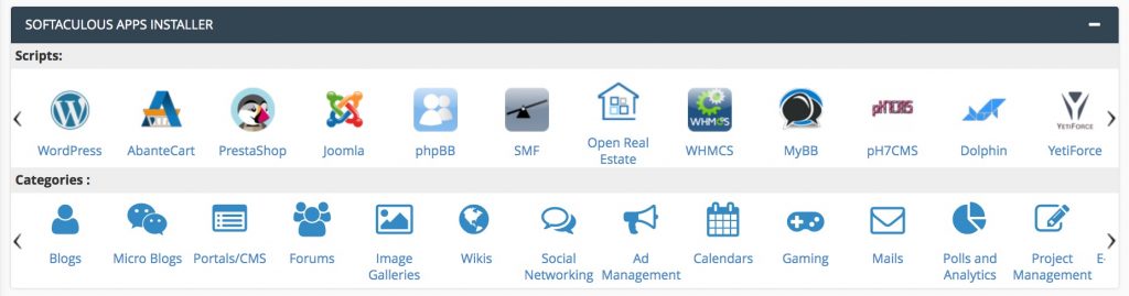 Softaculous on the cPanel dashboard