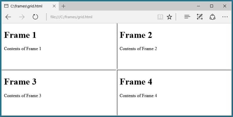A grid of four equally sized frames