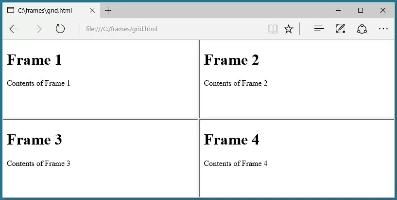 A grid of four equally sized frames